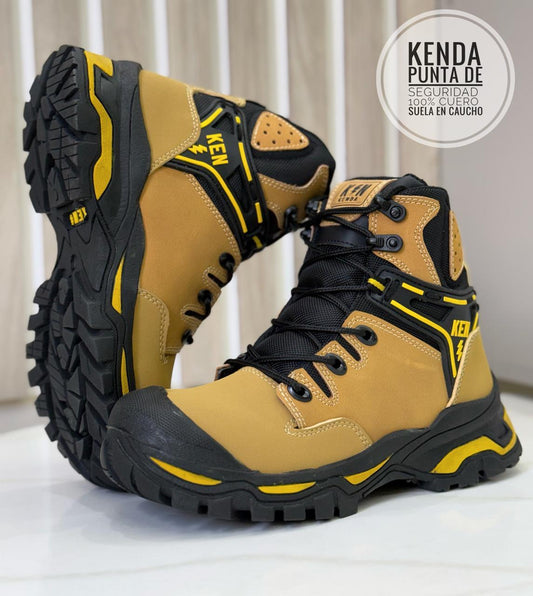 BOTA CUERO PUNTERA DE SEGURIDAD KENDA REF 10 COLOR MIEL