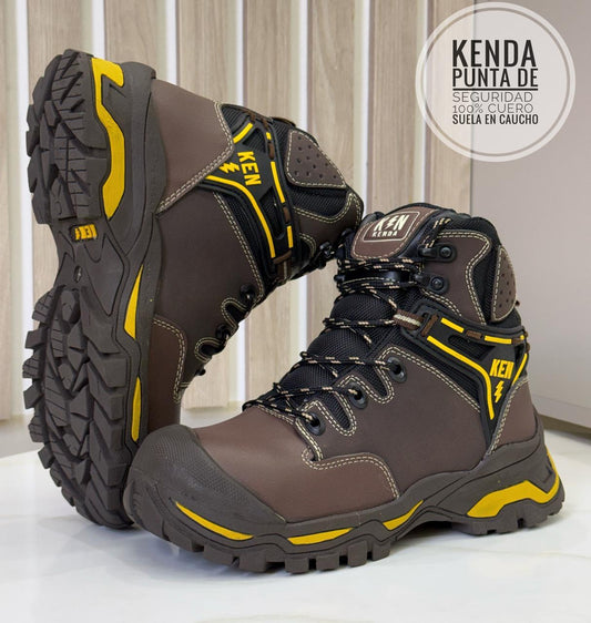 BOTA CUERO PUNTERA DE SEGURIDAD KENDA REF 10 COLOR MARRÓN